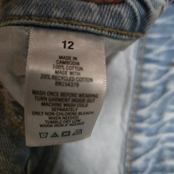 Aeropostale Blue Jean Shorts Distressed High-Waisted, Mom Short, Size 12 - Picture 12 of 16